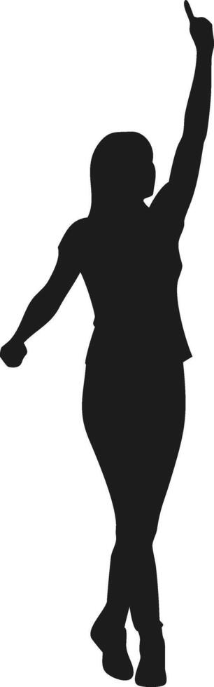 Woman celebrating victory silhouette a dynamic pose with arm raised high vector