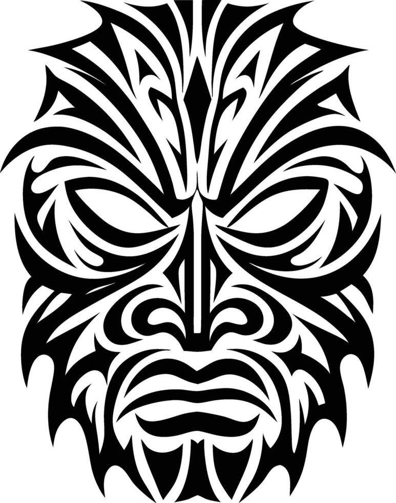 Tribal style mask design black and white graphic isolated on white background vector