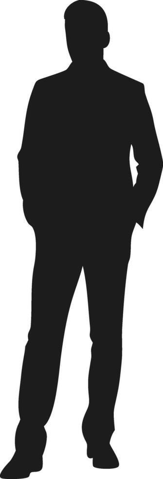 Businessman silhouette standing with hands in pockets silhouette vector