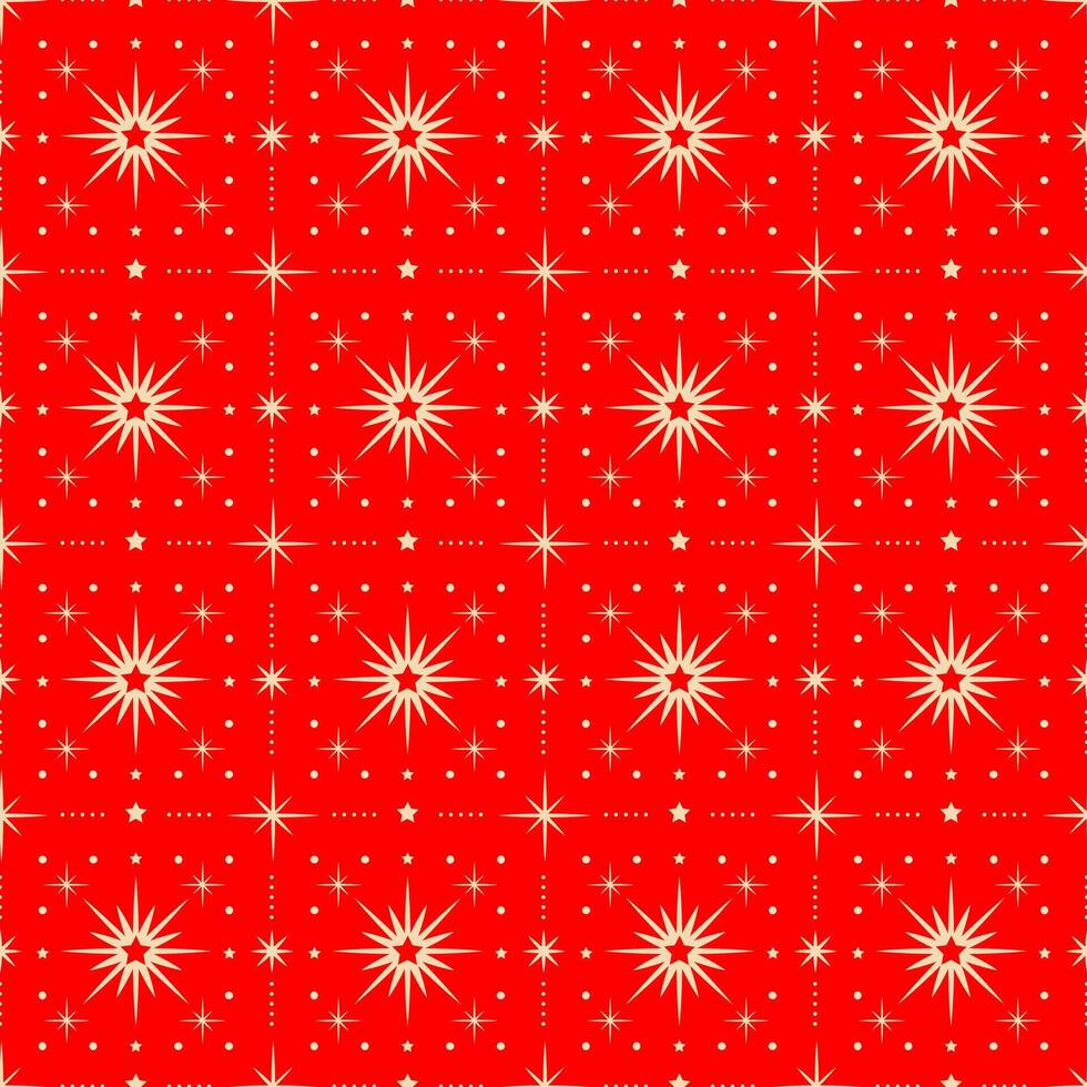 Red Christmas seamless pattern with snowflakes vector