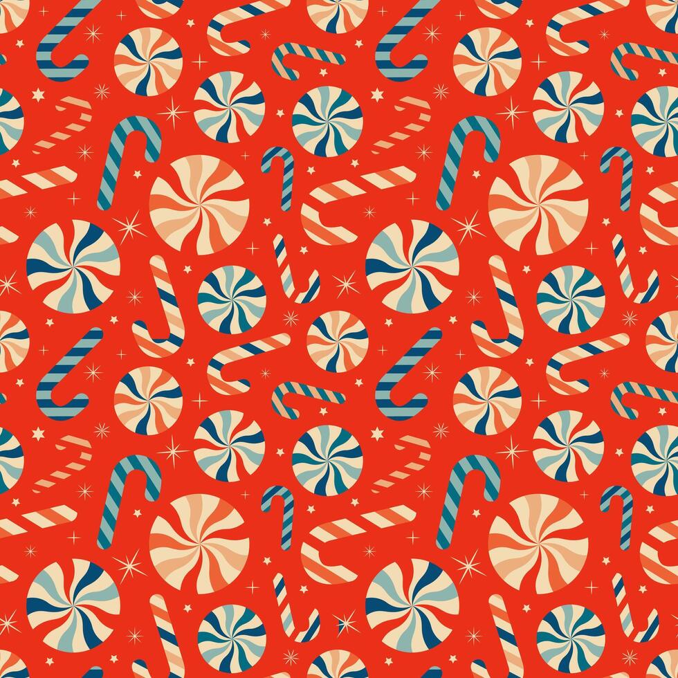 Christmas New Year seamless pattern with sweets vector