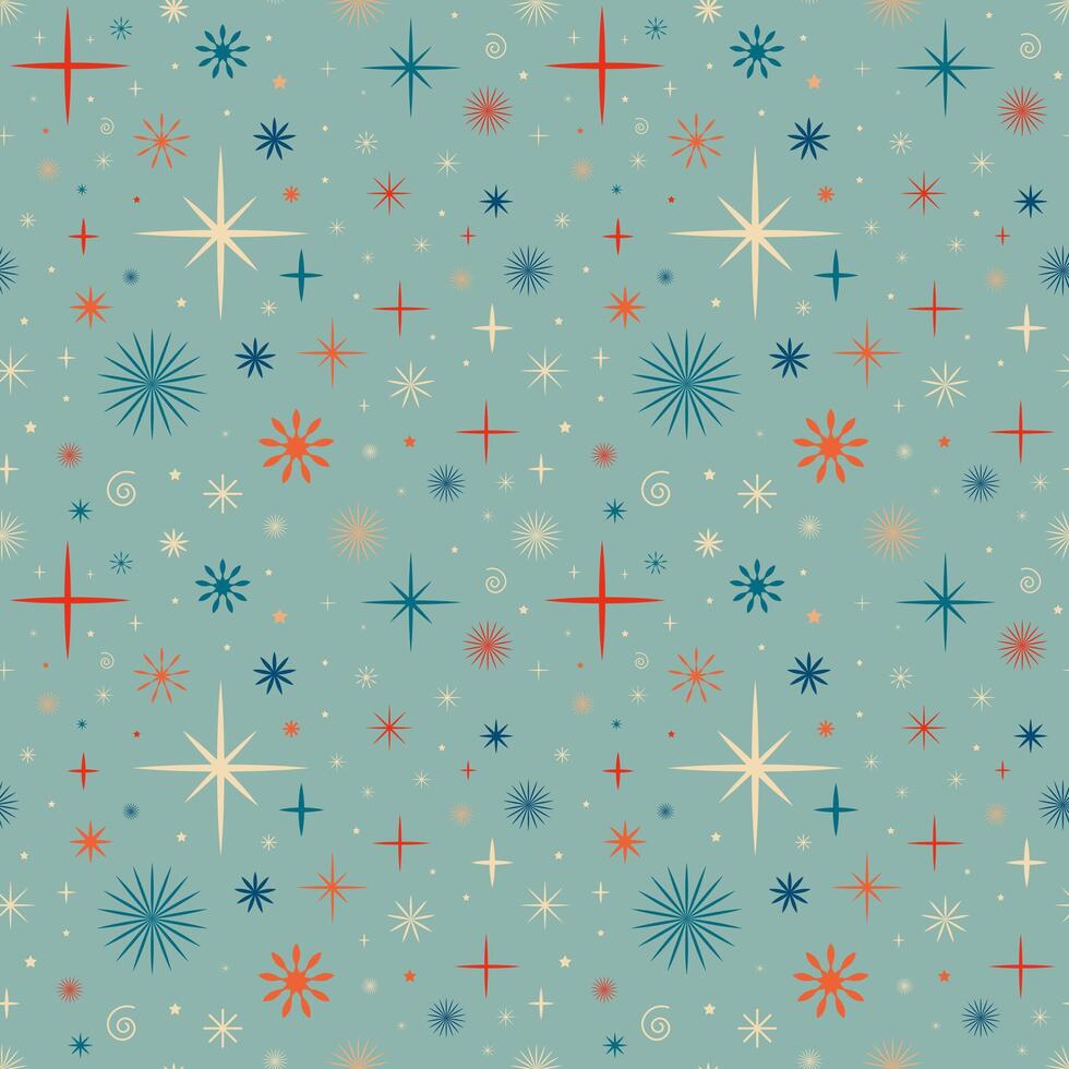 Blue Vintage retro Christmas pattern with snowflakes vector
