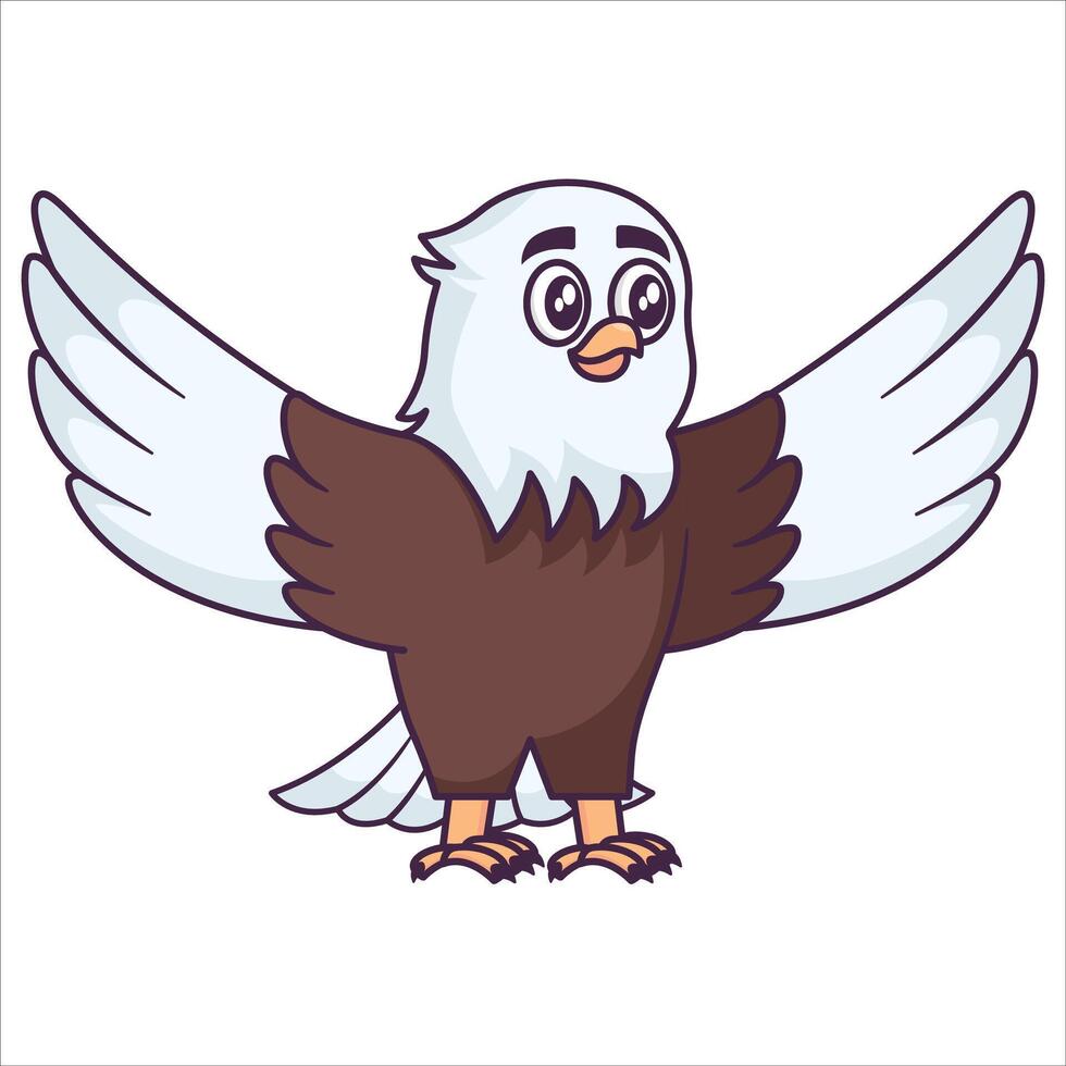 Cute cartoon eagle animal illustration, Flat Cartoon Style design for Web, Flayer, Sticker, Landing Page, banner. vector