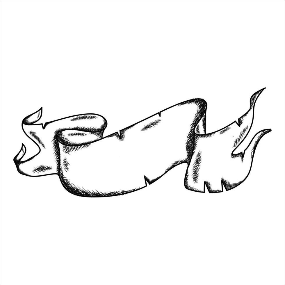 a drawing of a scroll with a ribbon on it vector