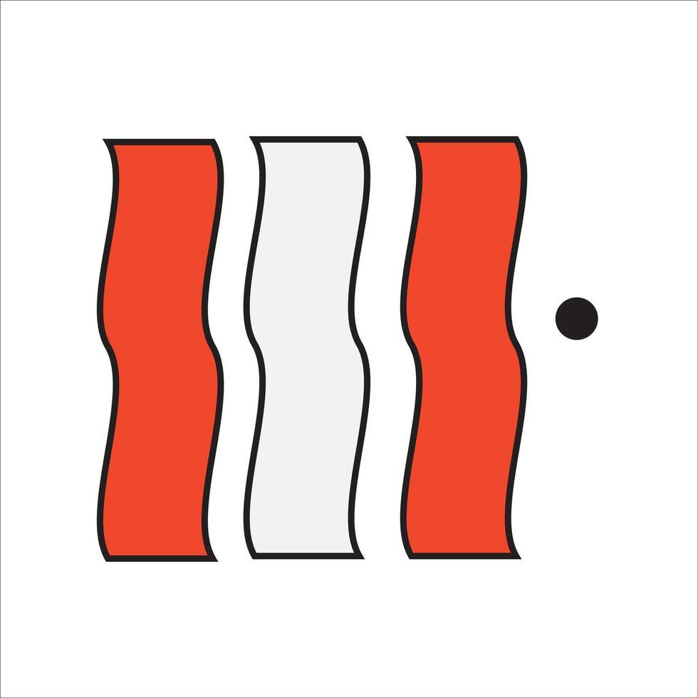 a red and white striped fish with a black dot vector