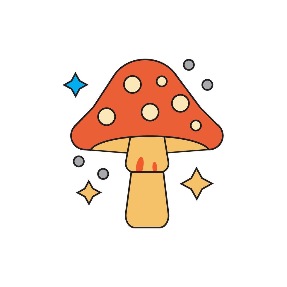 a mushroom icon with stars on it vector