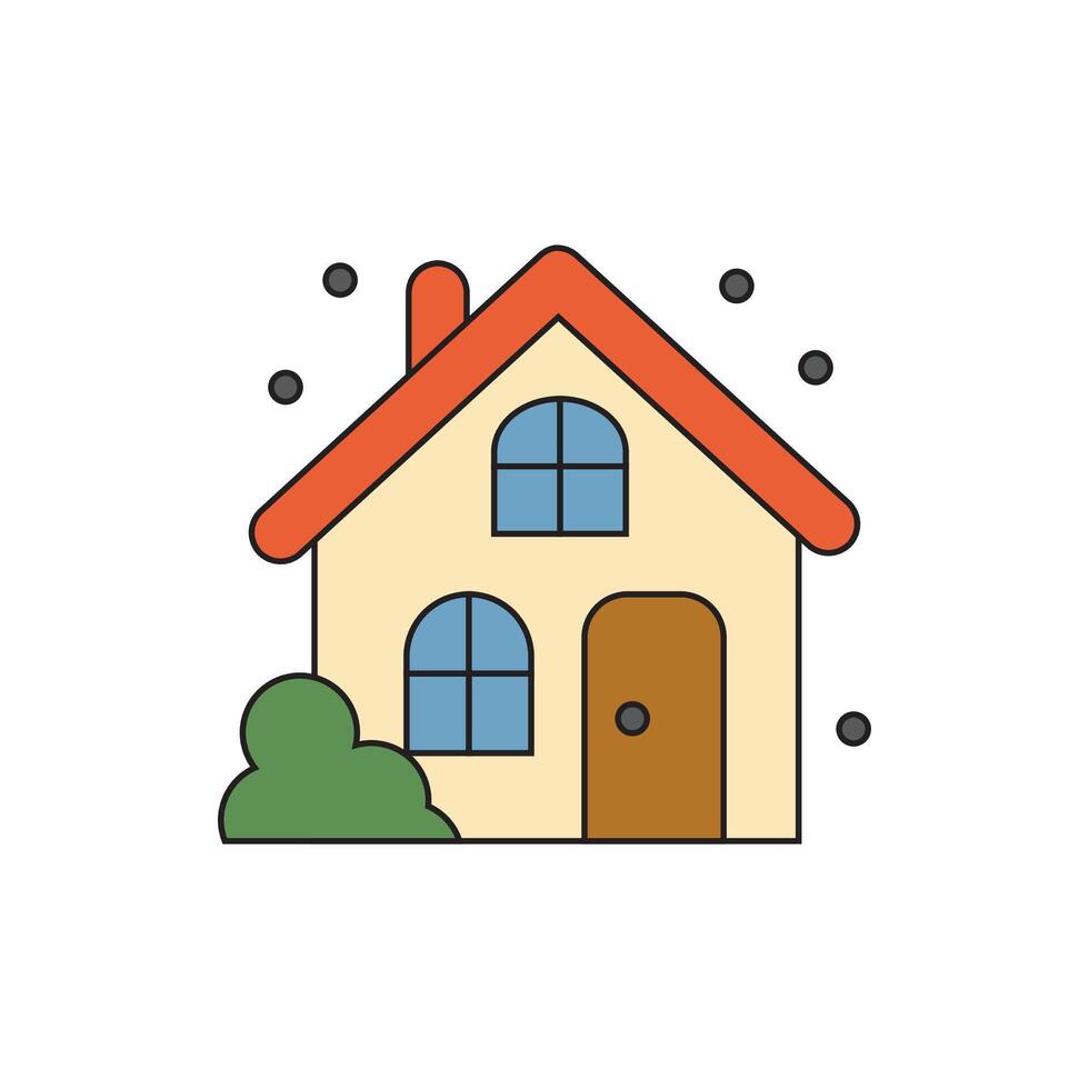 a house with a window and a door on it vector