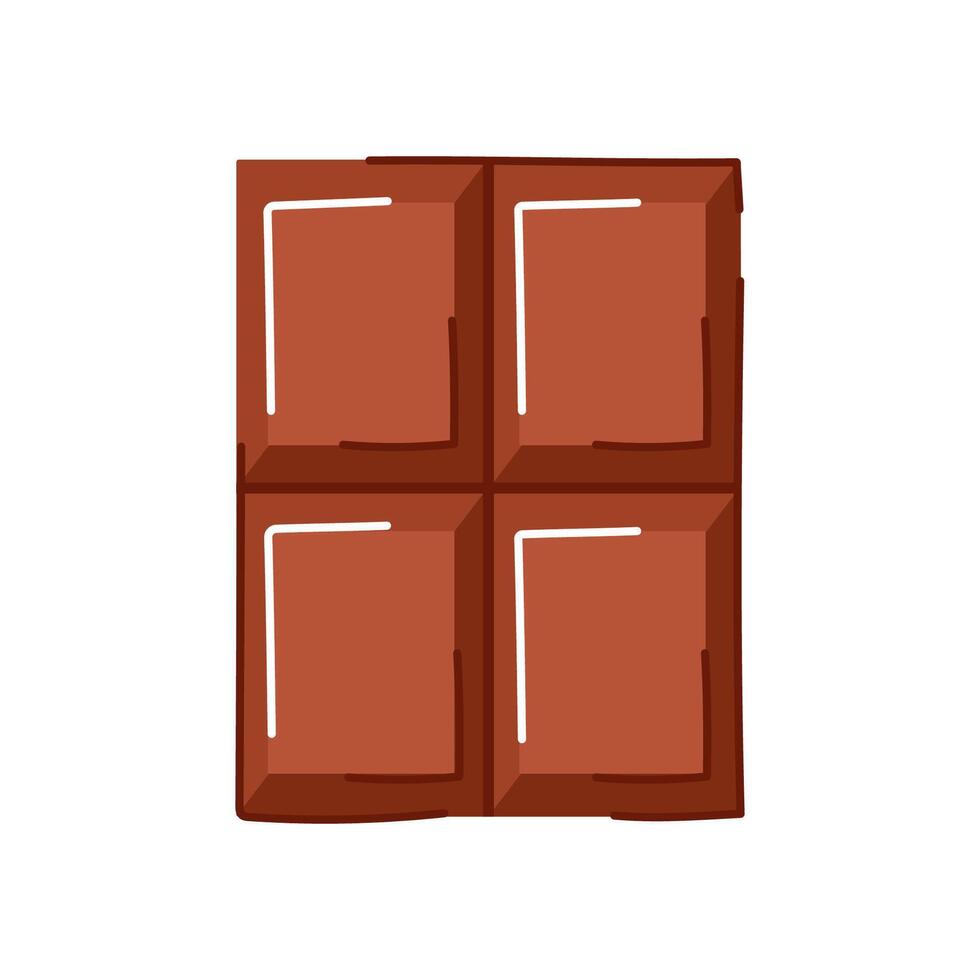 Chocolate bar in flat style isolated on white background. Ideal for food design, dessert theme and confectionery packaging. vector