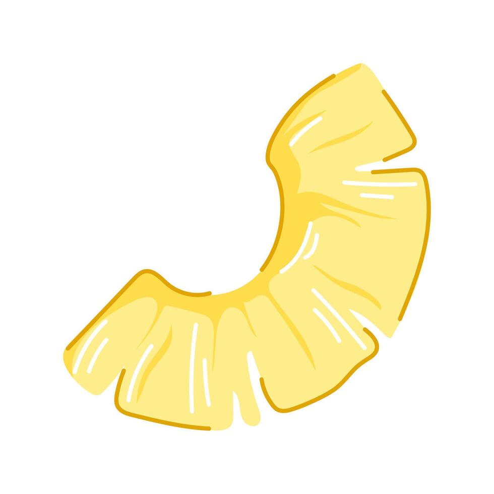 Fresh yellow pineapple slice icon in flat style. Healthy sweet vegetarian snack for menu, cafe design isolated on a white background. vector