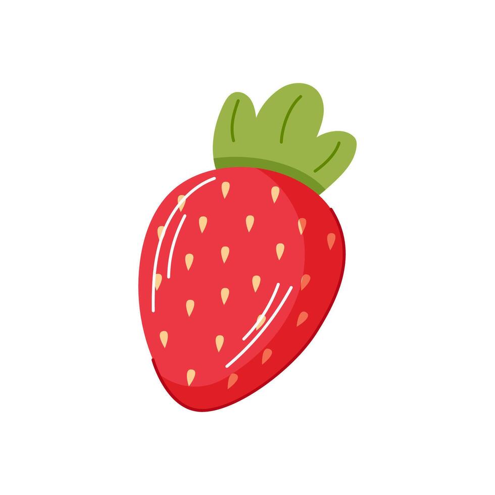 Red whole strawberry in flat style isolated on a white background. vector