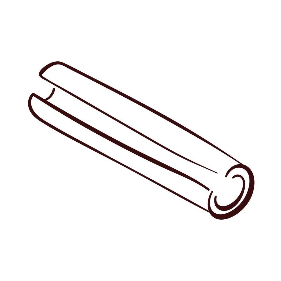 Cinnamon stick roll logo in line art style isolated on a white background. vector