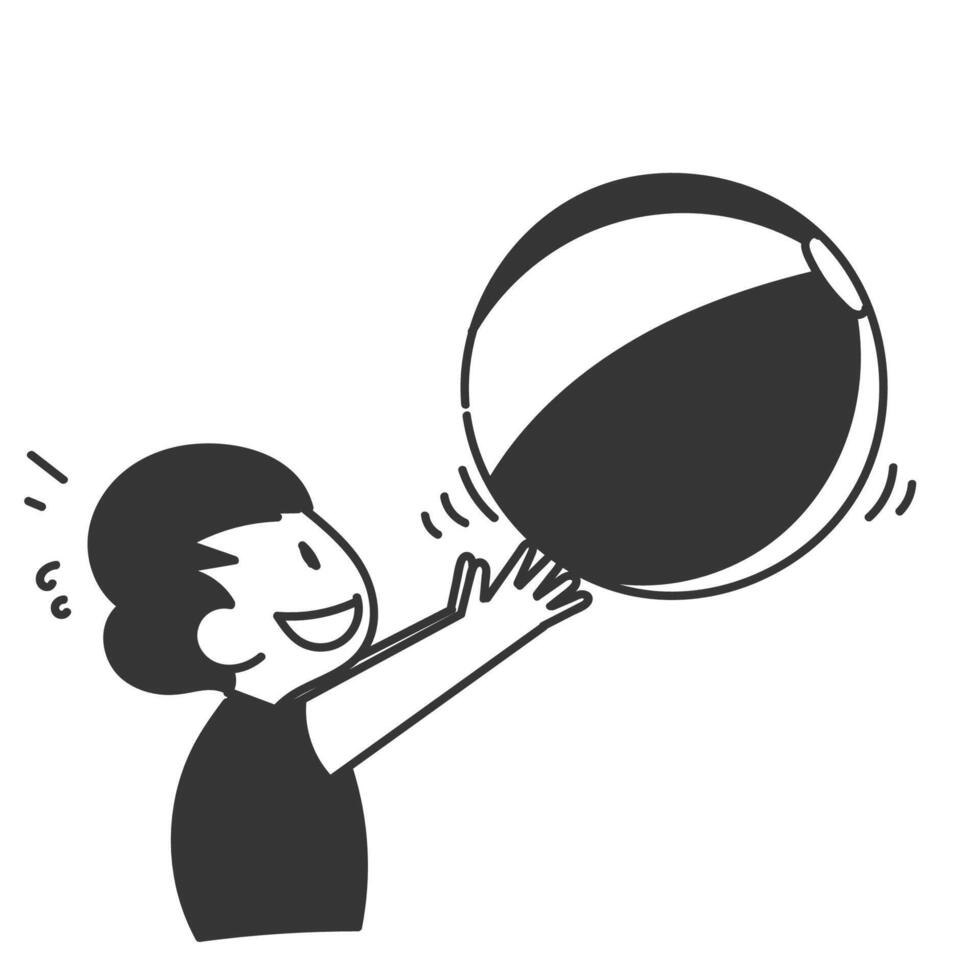 a black and white illustration of a boy throwing a ball vector