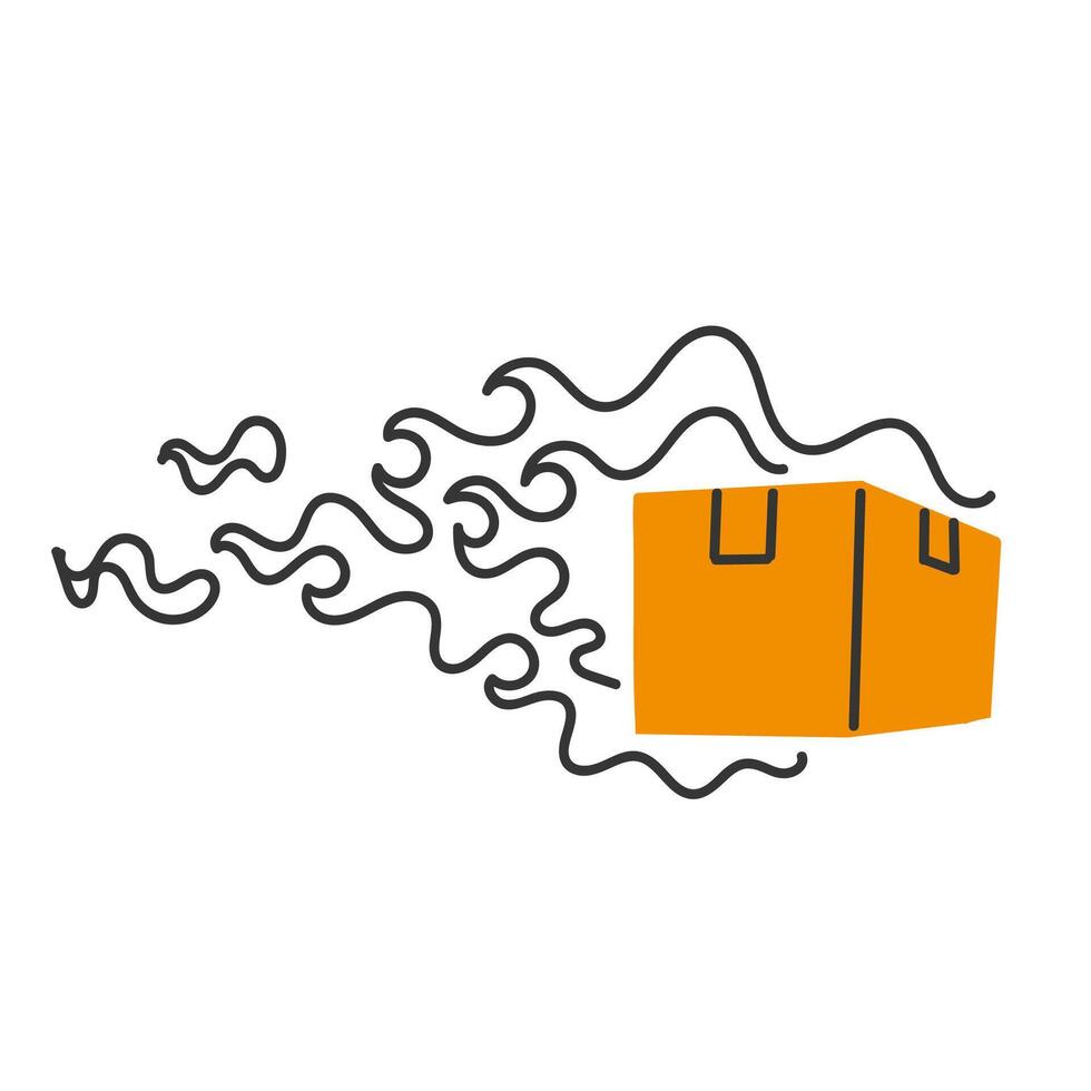 an orange box with smoke flame coming out of it vector