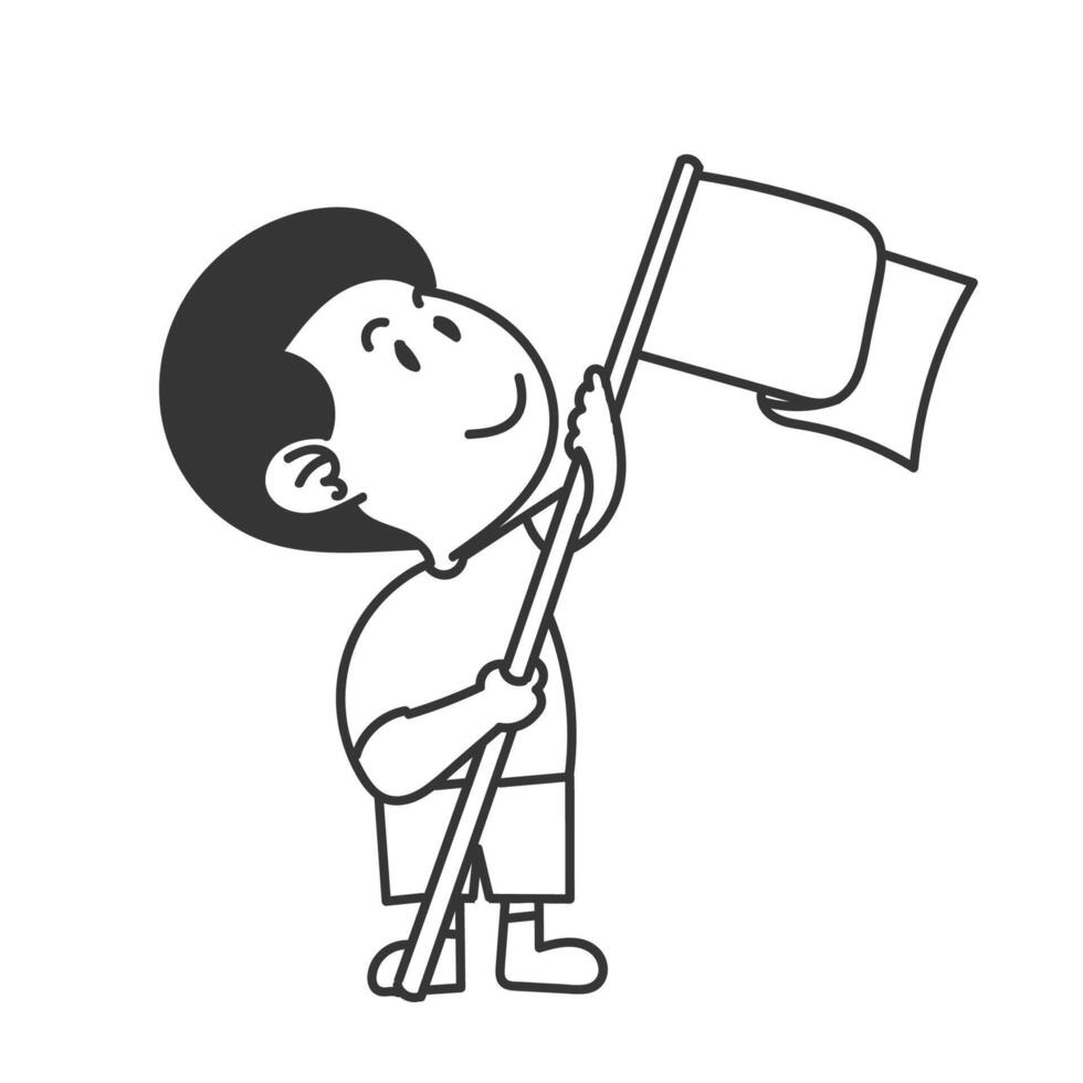 boy holding flag illustration vector