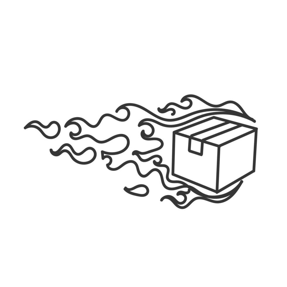 doodle a black and white drawing of a box with flames vector