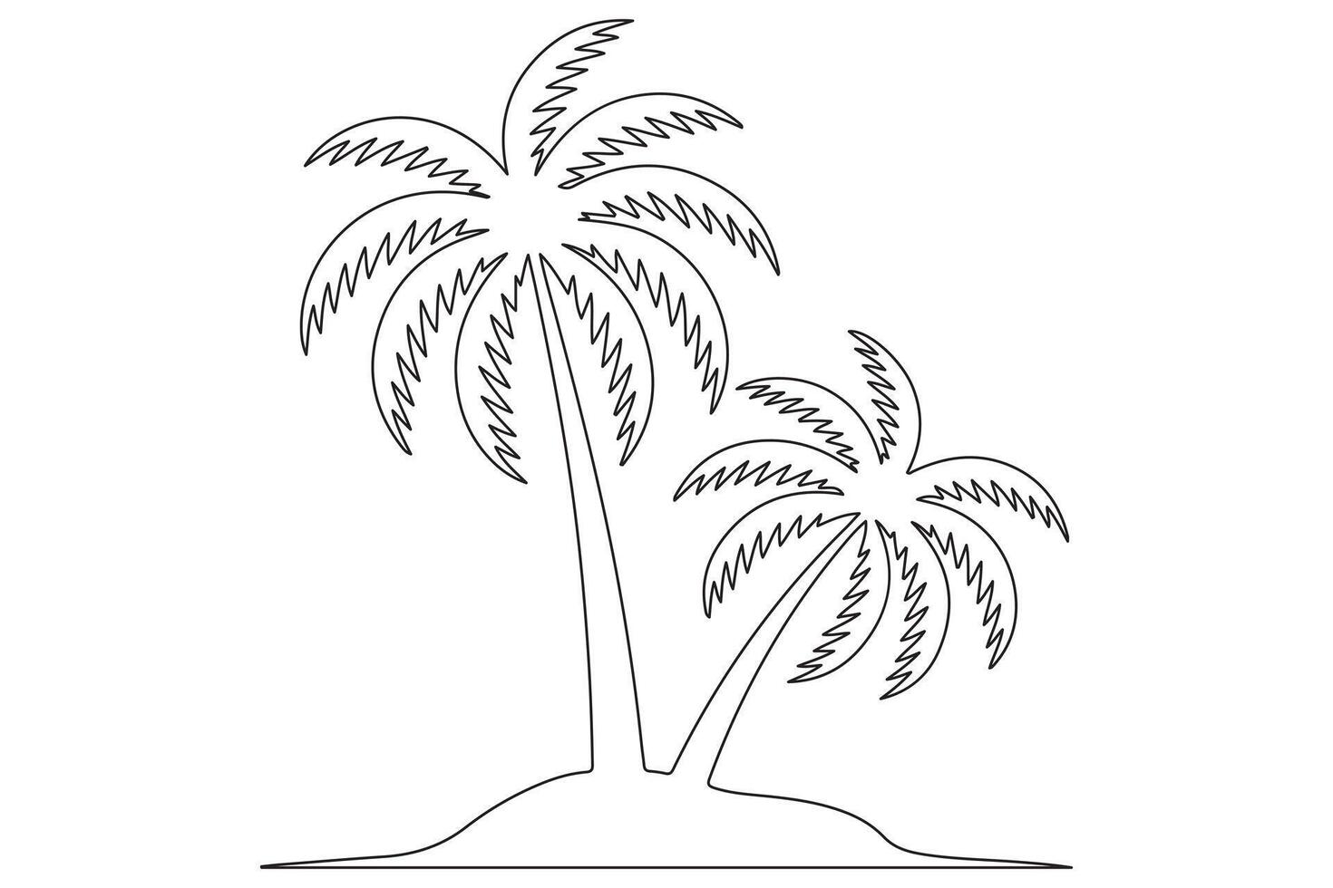 Minimalist palm tree island with sun in silhouette style vector