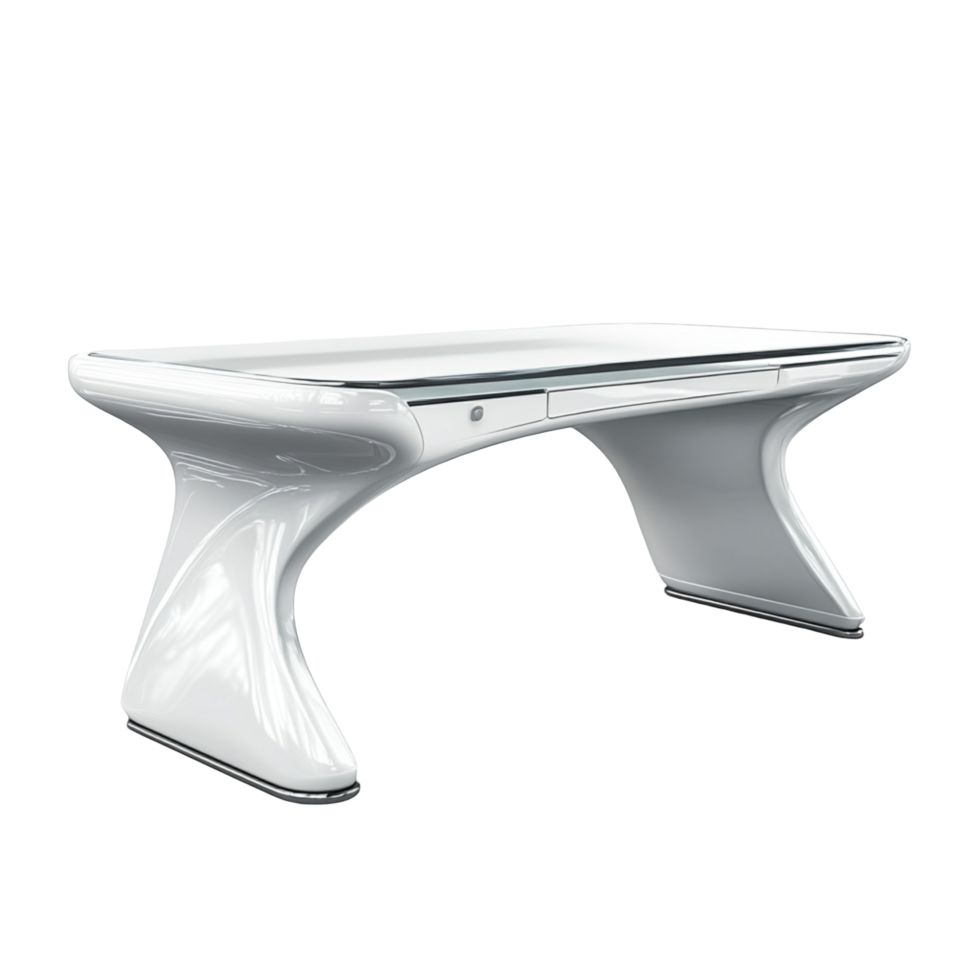 Minimalist White Desk With Glass Tabletop Isolated With Transparent Background png