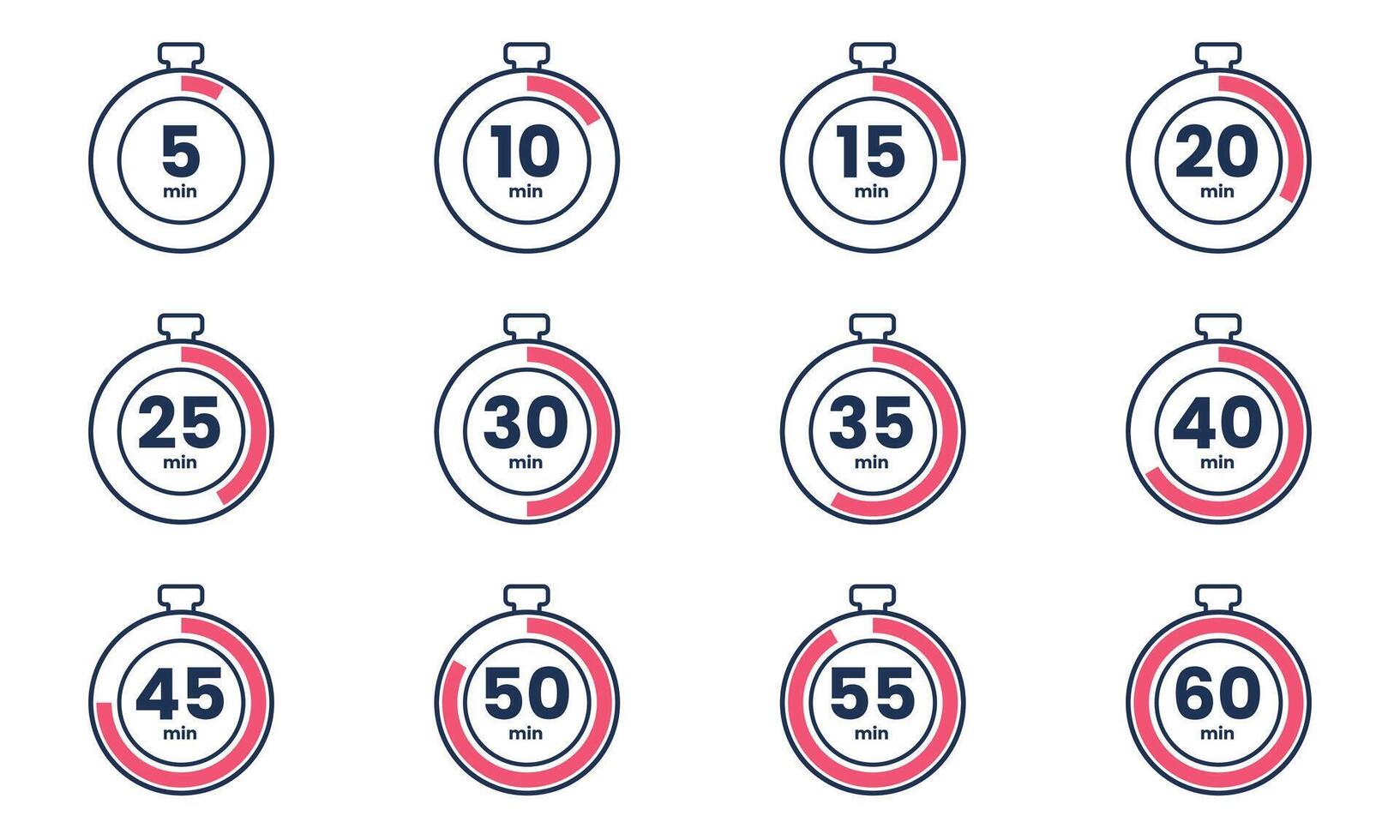 A set of different time stopwatch icons vector