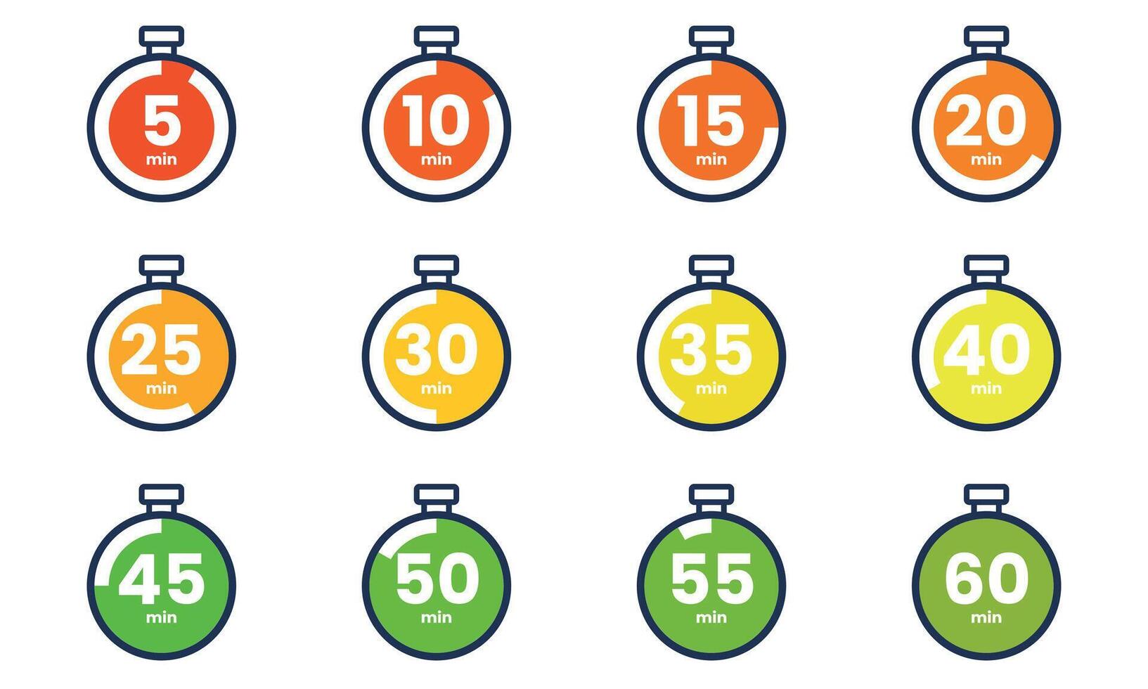 A set of colorful stopwatch icons vector