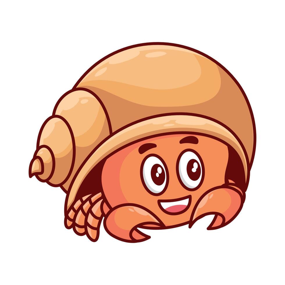 Cute cartoon hermit animal illustration, Flat Cartoon Style design for Web, Flayer, Sticker, Landing Page, banner vector