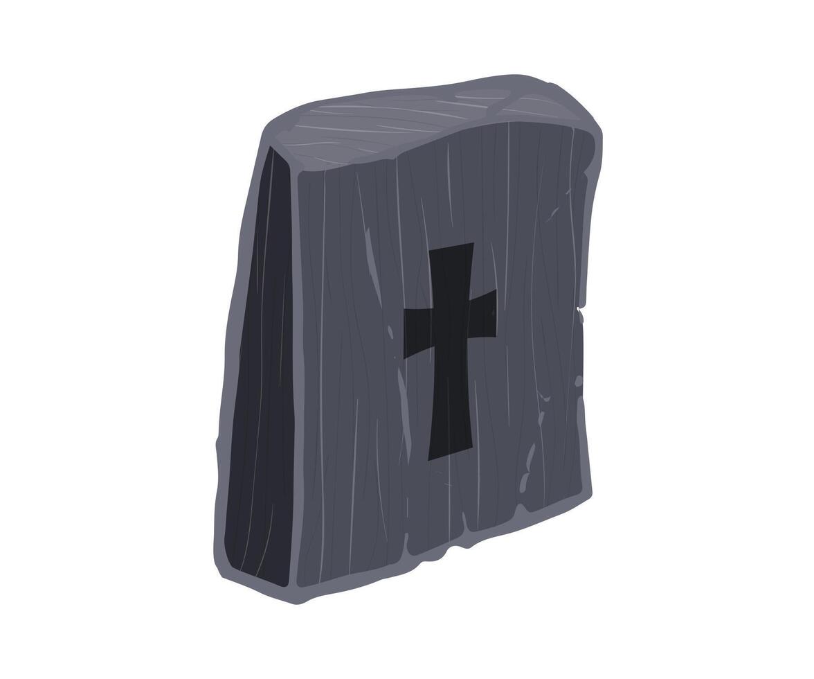 Old wooden grave with cross is standing in cemetery, remembering the past and honoring the deceased, creating a somber and peaceful atmosphere vector
