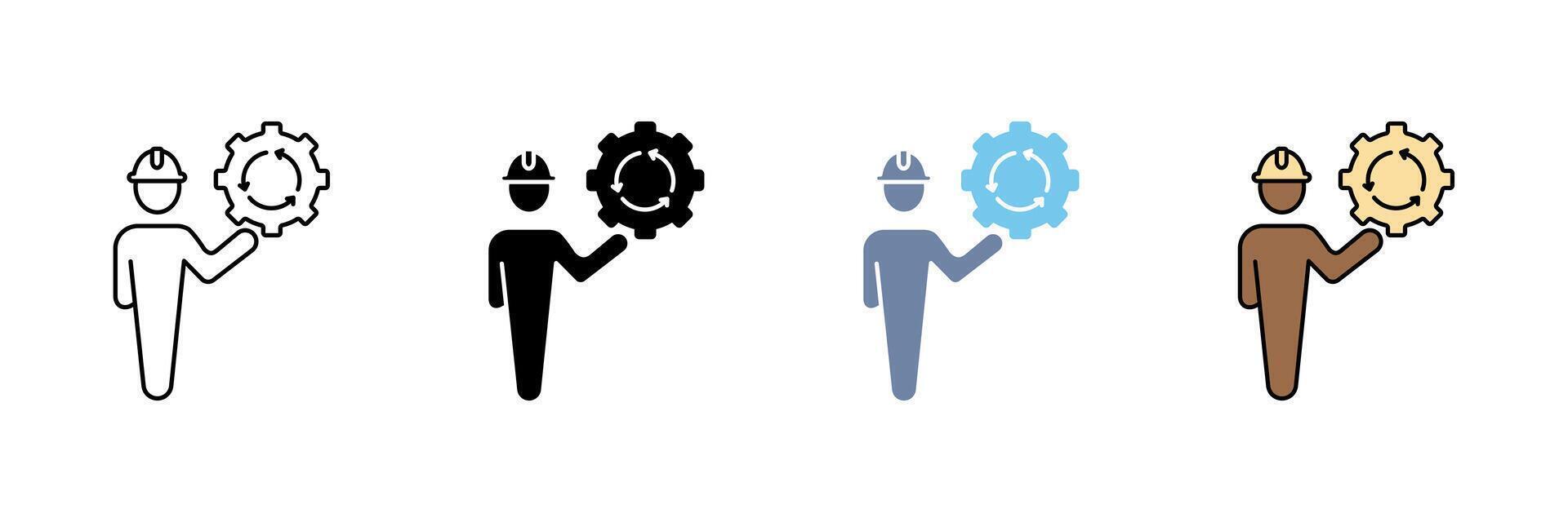 engineer line icon. Simple element illustration. vector
