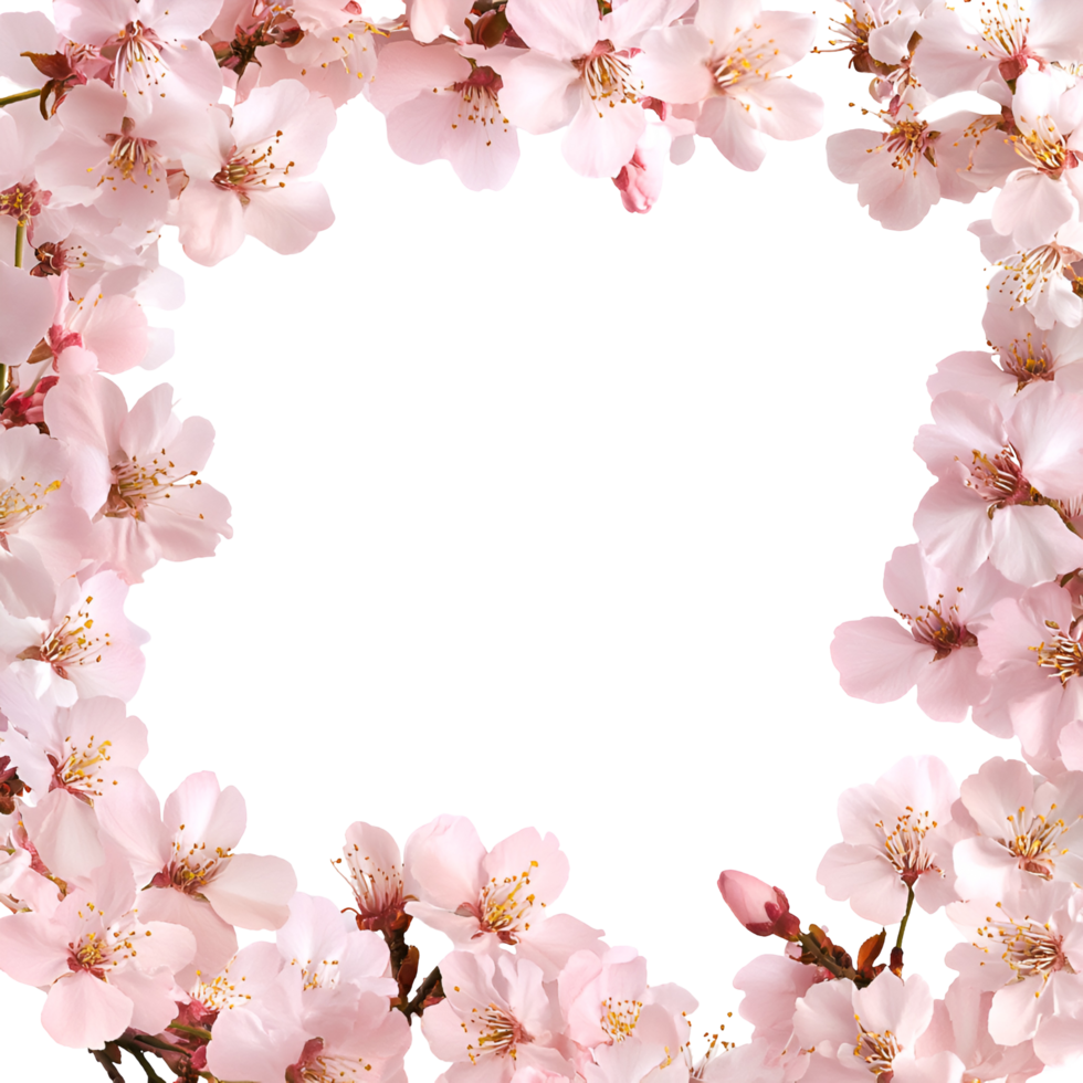 Elegant Pink Blossom Border Transparent Background png