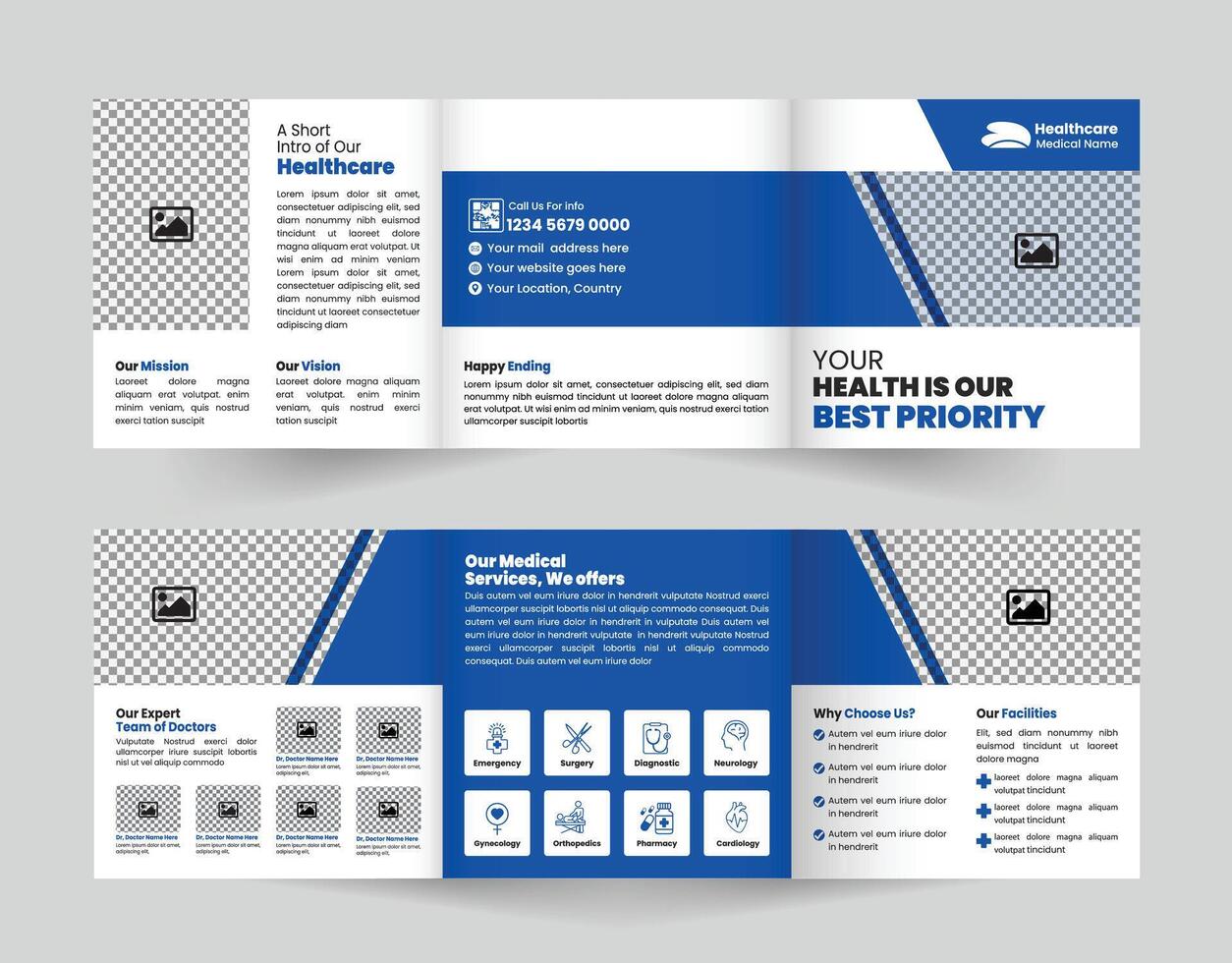 Healthcare brochure layout with service details vector
