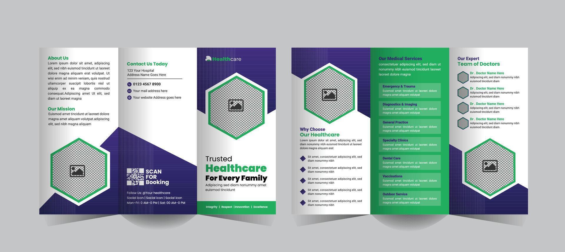 Healthcare brochure for family services vector