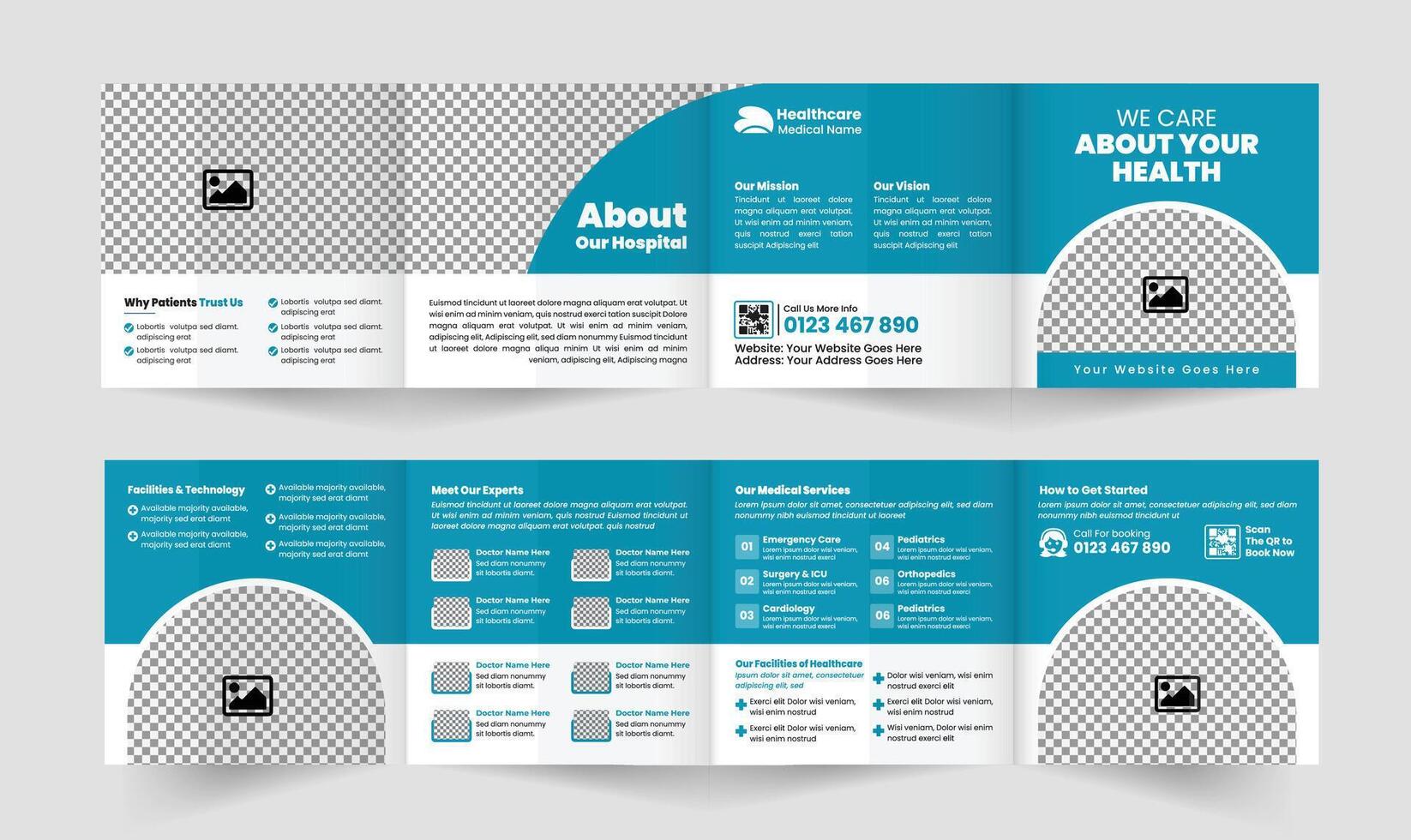 Hospital brochure design for healthcare services vector