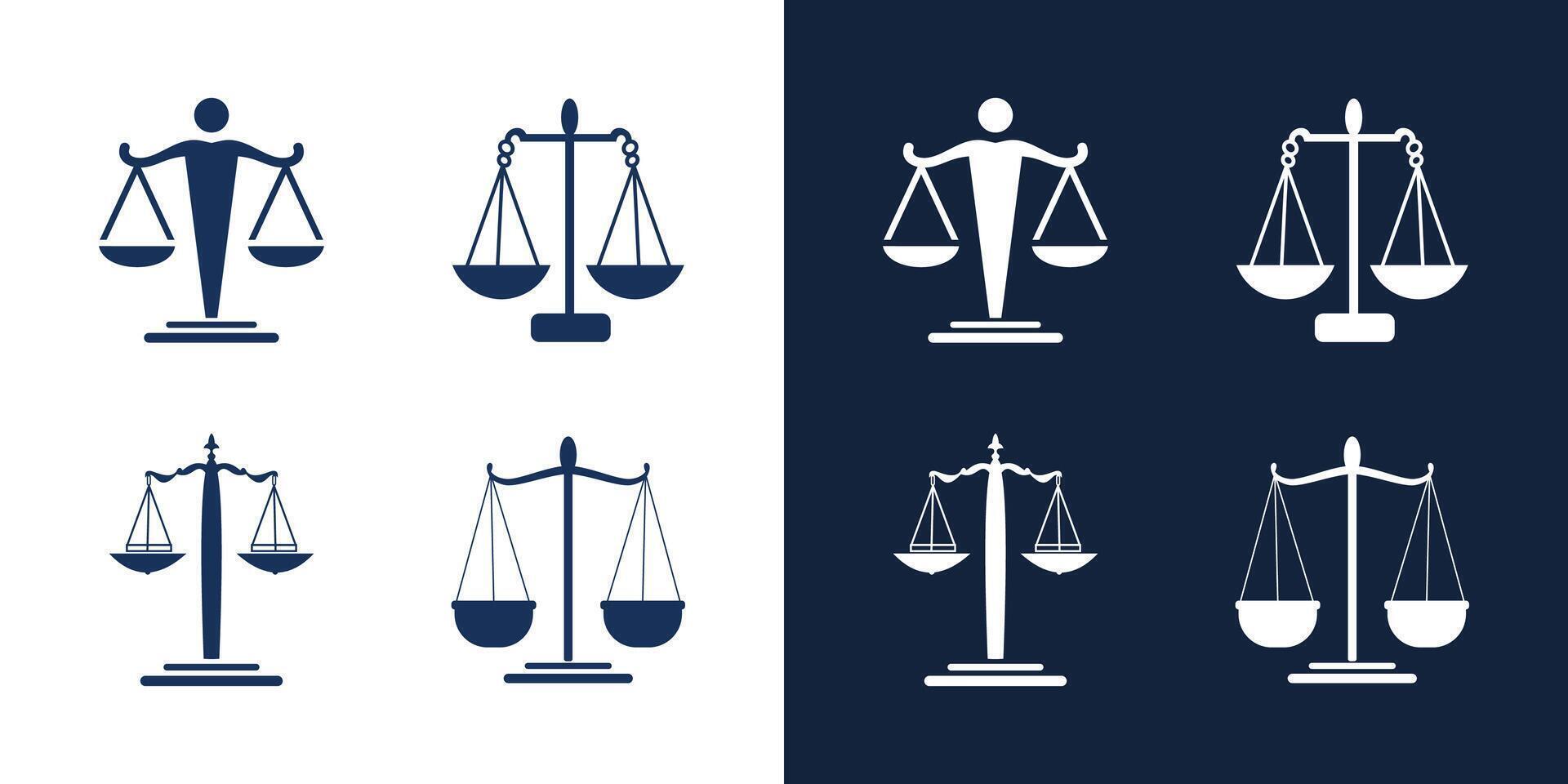 Scale of justice icon law logo set graphic design isolated . vector