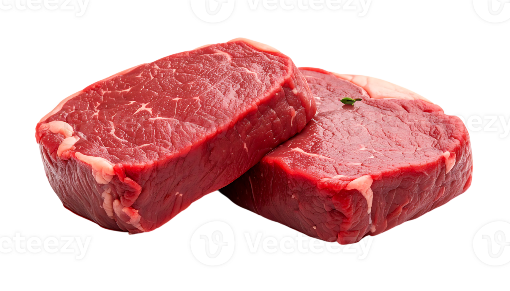 Prime Cuts Two Raw Beef Steaks CloseUp View png