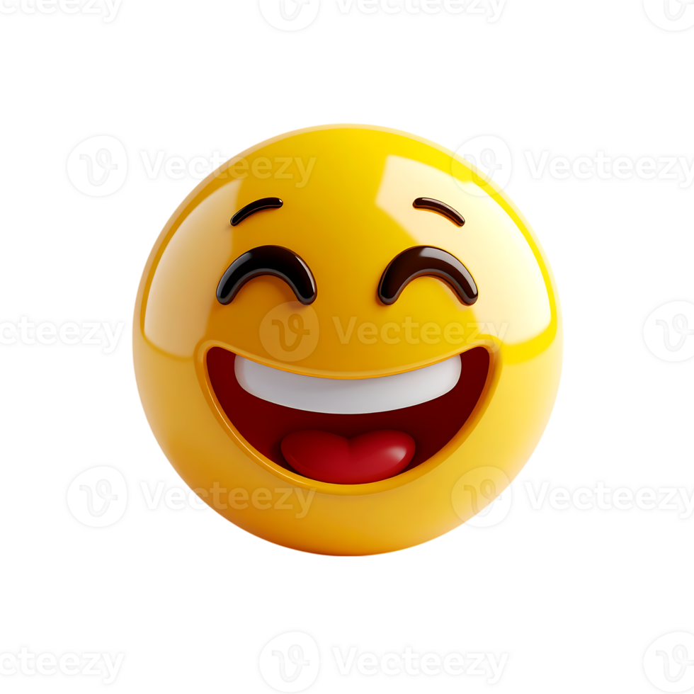 Laughing emoji happy face icon expression emotion yellow character symbol design graphic element isolated object png