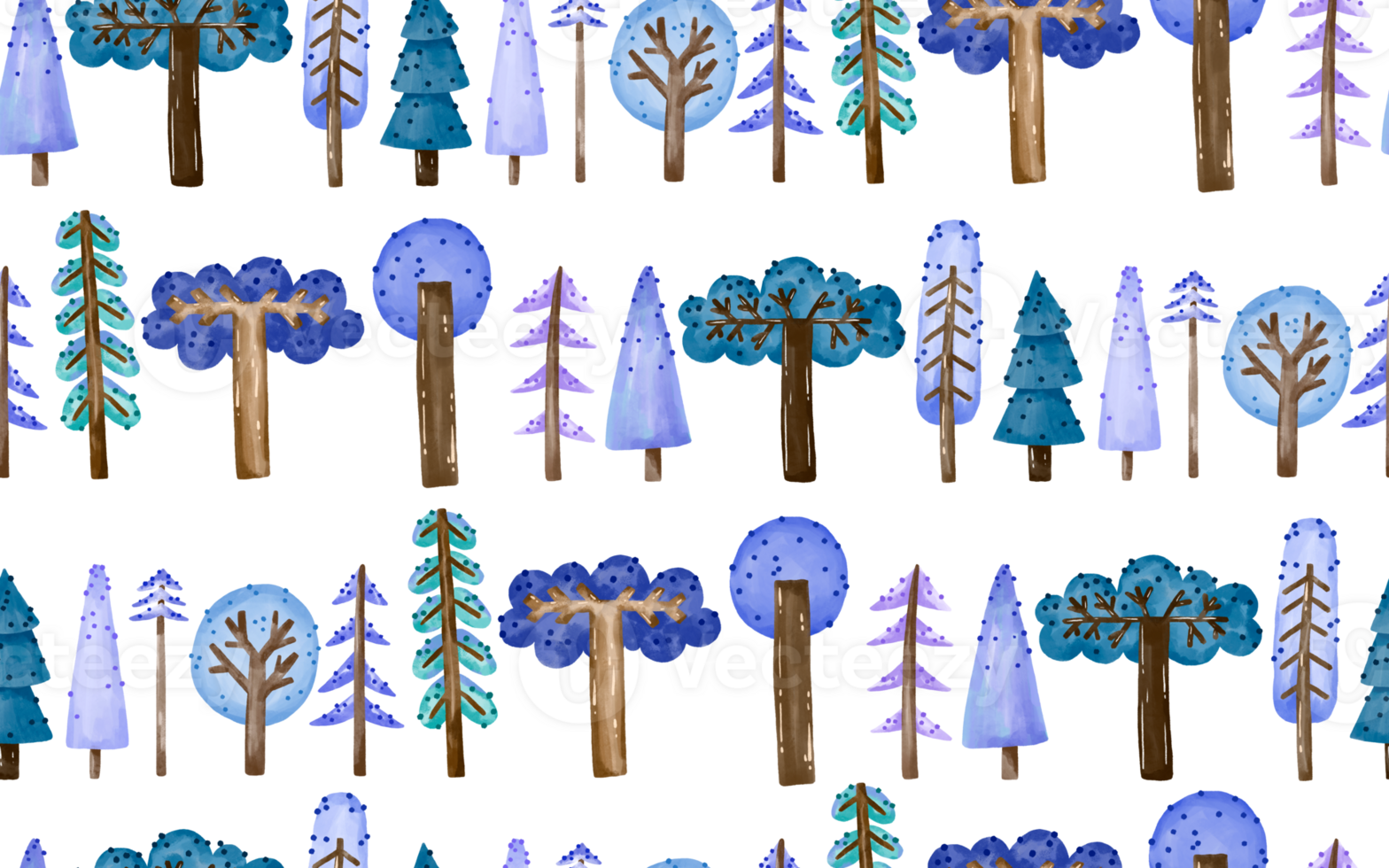 Seamless pattern with watercolor magic fairy forest. Tree background. Nature. Perfect for decor, wrapp, textile png