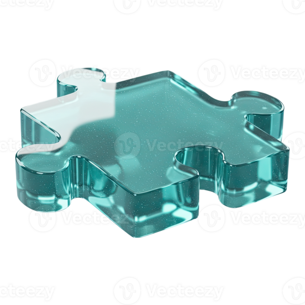 Glossy teal puzzle piece symbolizing connection, strategy, and solutions png