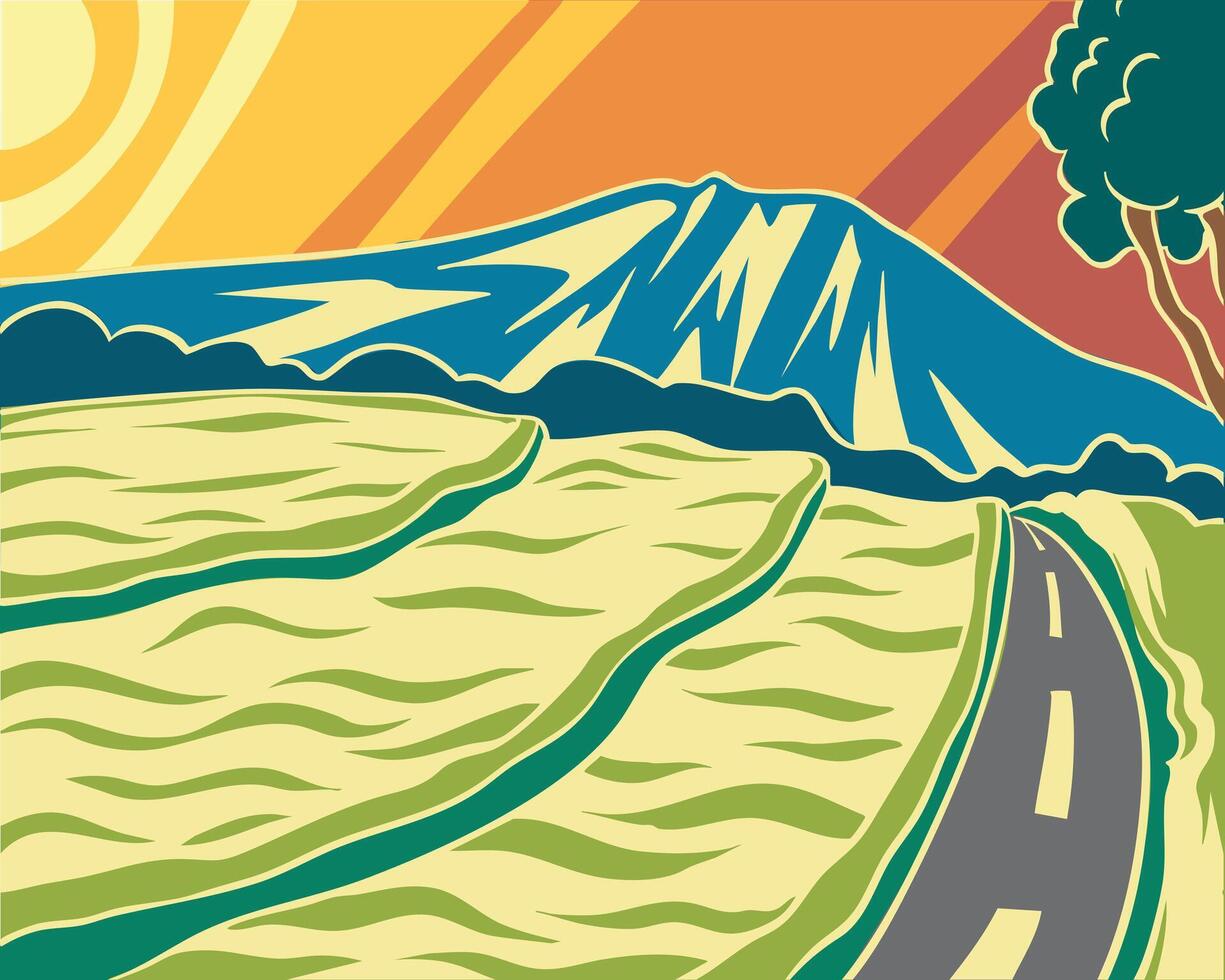 Illustration of a Road Through the Mountains vector