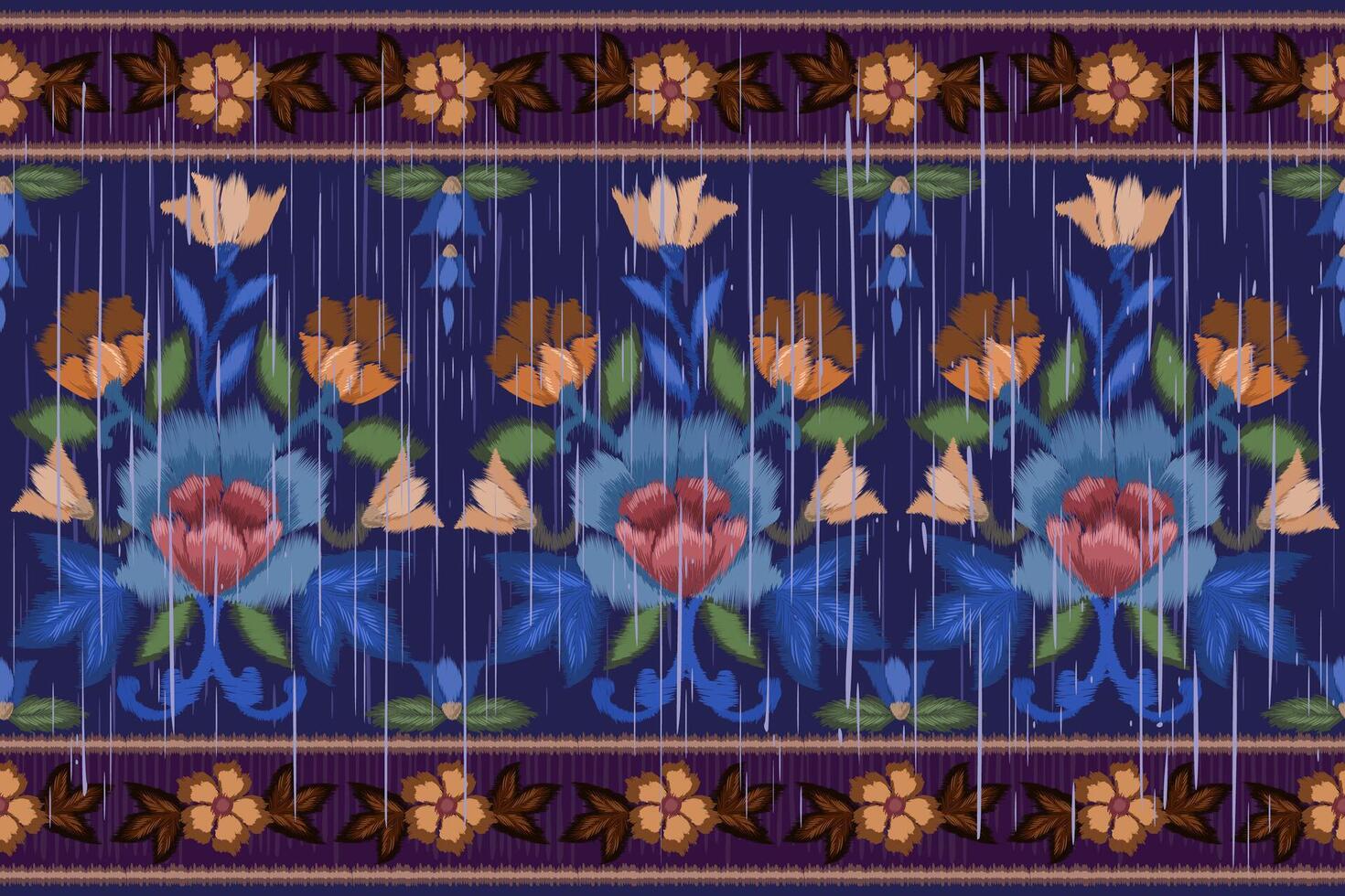 Beautiful embroidery flowers Motif design pattern. vector