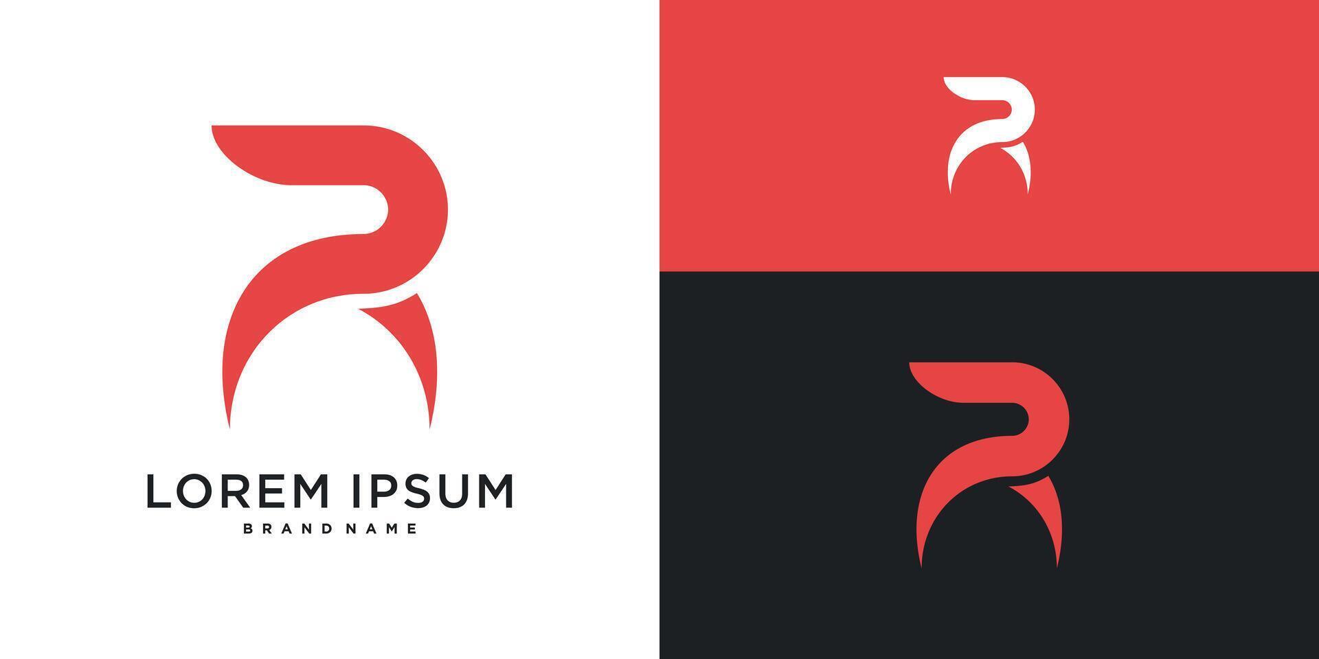 Letter R logo design abstract shape. Premium vector