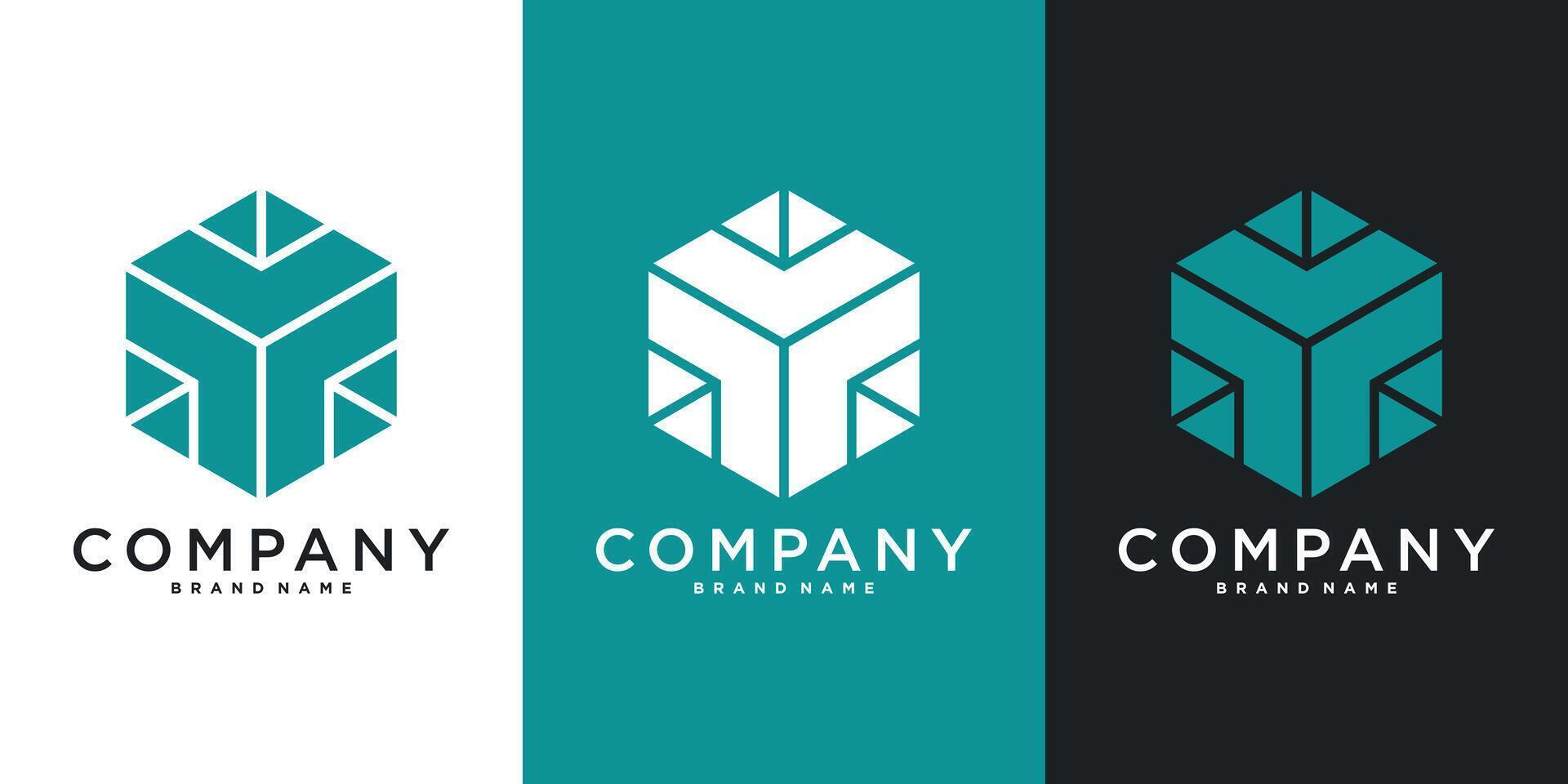 Hexagon logo design with modern shape. Premium vector