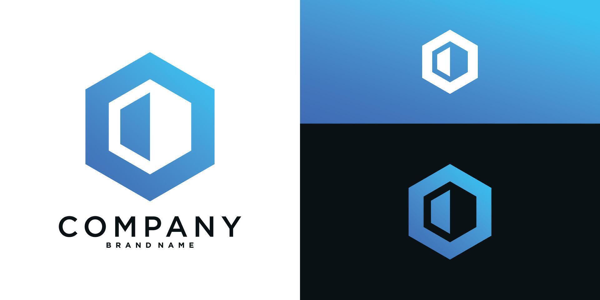 Hexagon logo design shape. Premium vector