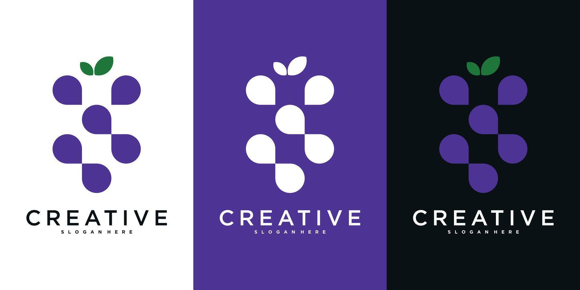 Grape logo design with unique shape. Premium vector