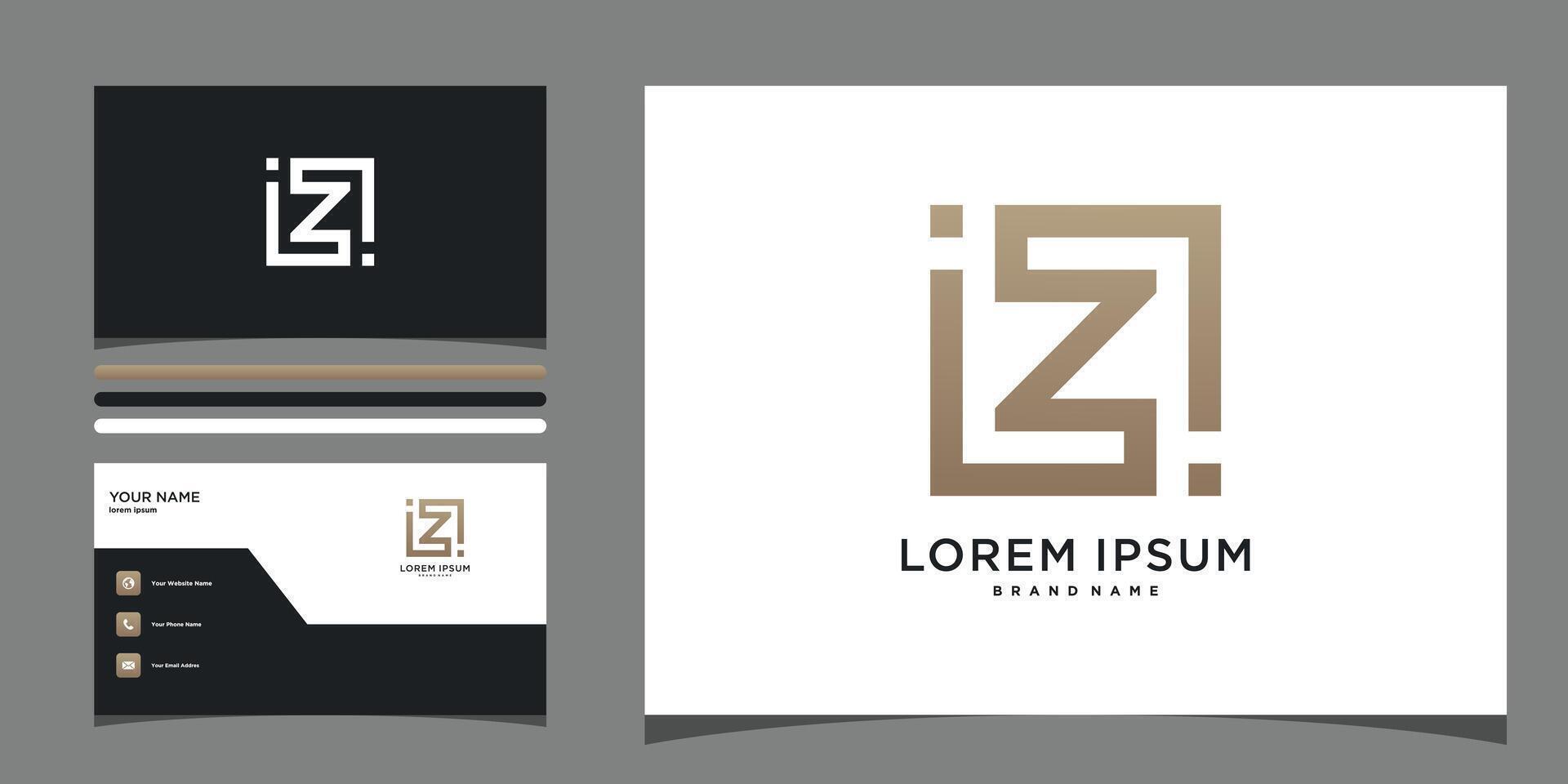 Initial letter Z logo with square and business card vector