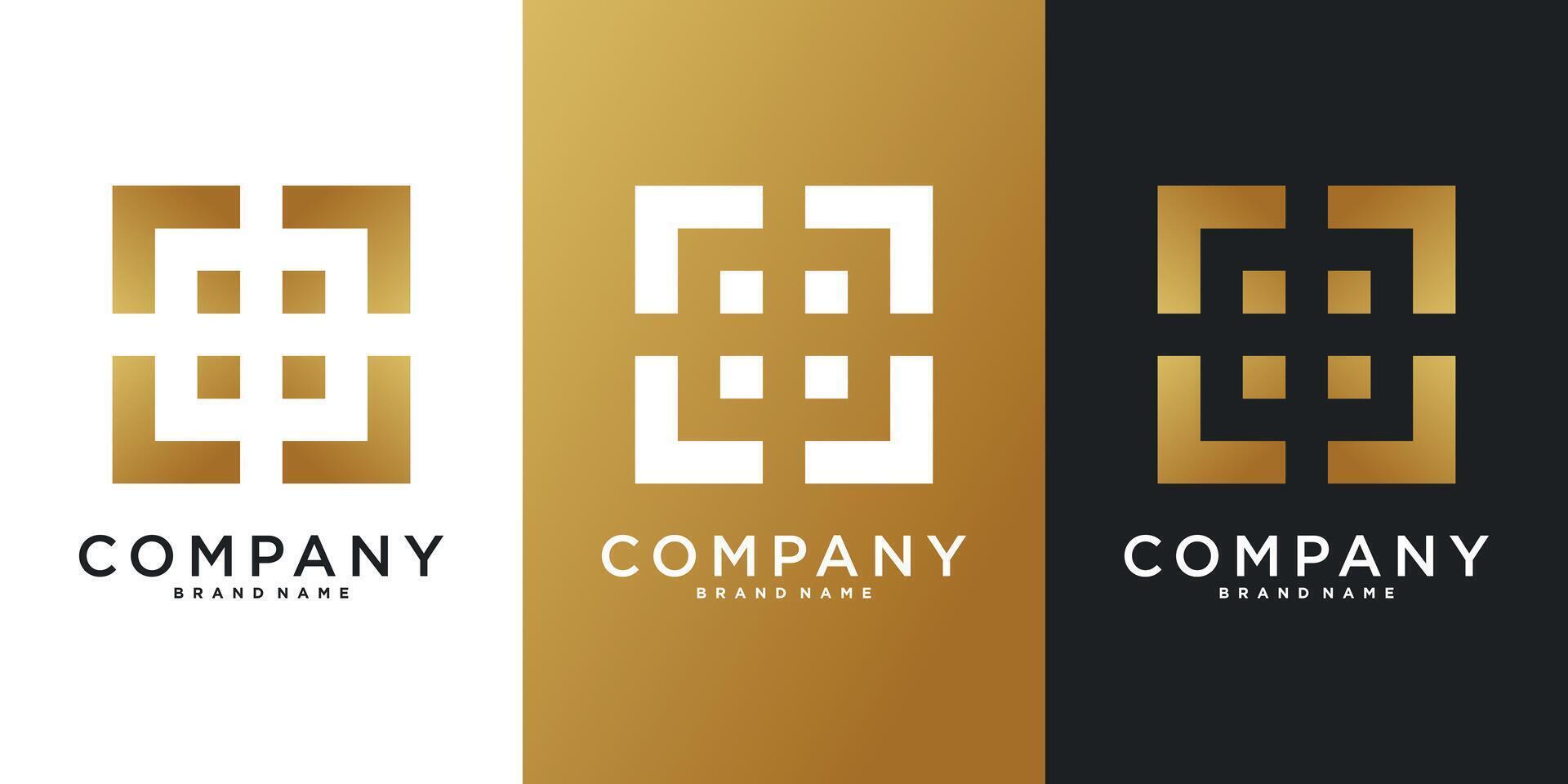 Square shape logo design with creative concept for company. vector