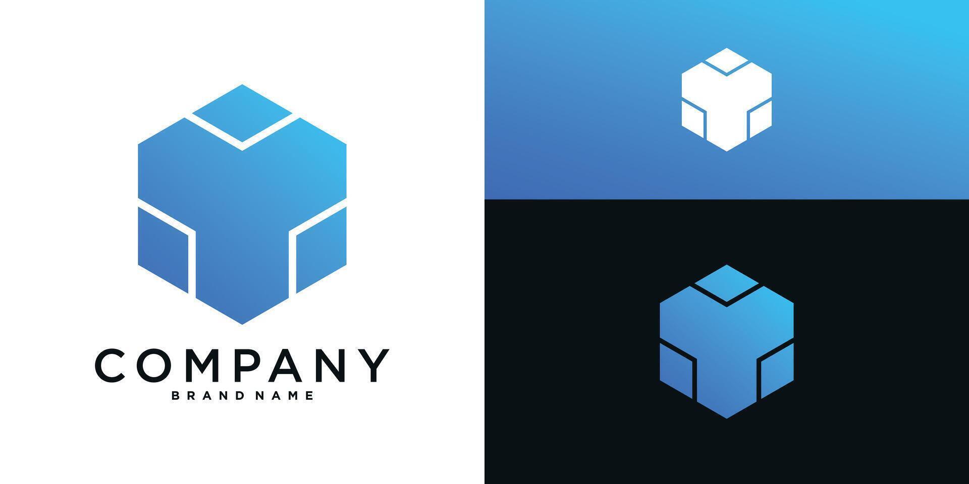 Hexagon logo design with modern shape. vector