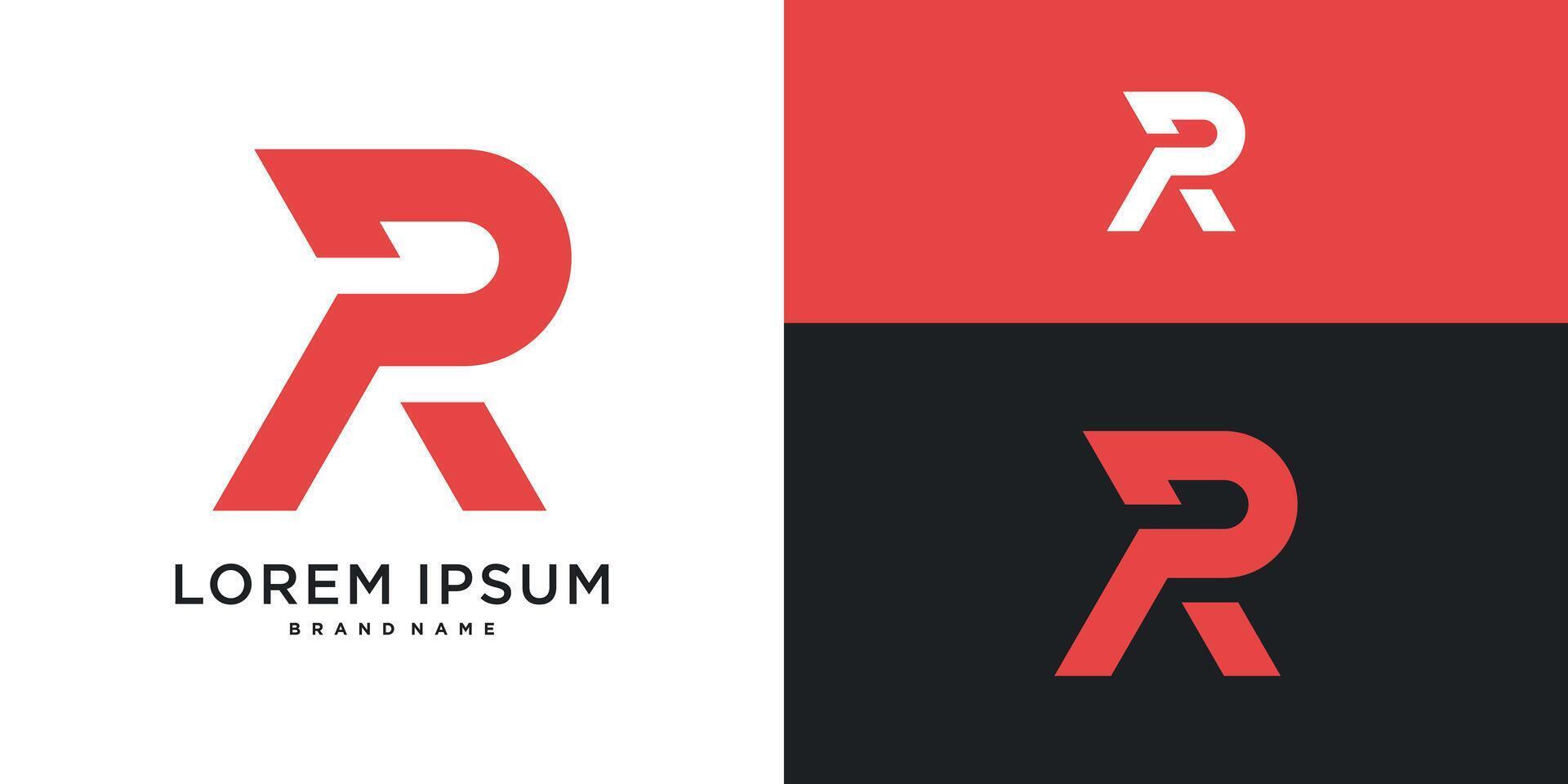 Letter R logo design with abstract shape. Premium vector