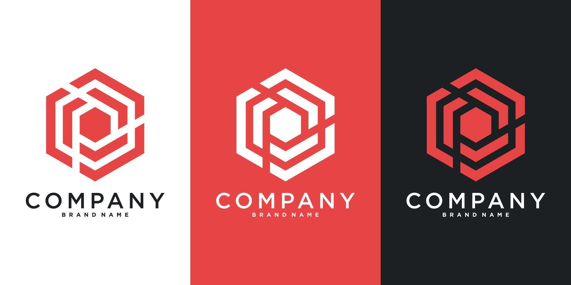 Hexagon logo design modern shape. Premium vector