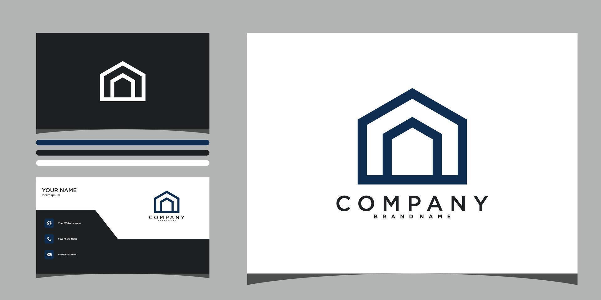Simple house logo design with shape modern and business card. Premium vector