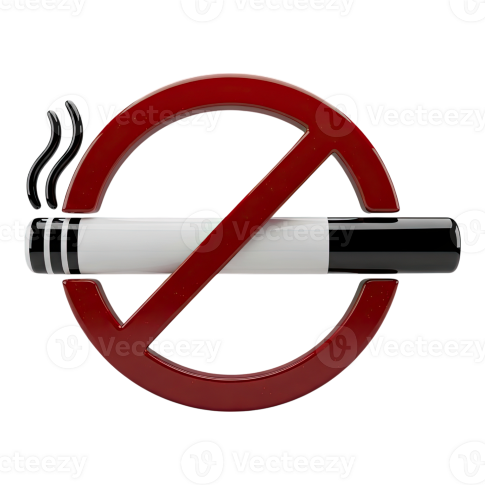 Bold 3d no smoking sign featuring a cigarette with smoke for public health awareness png