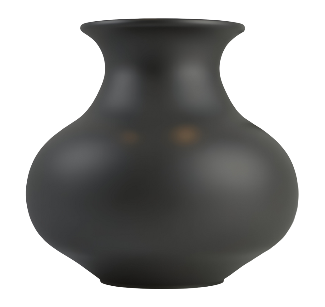 Dark matte vase, elegant and modern ceramic container for home decor. Still life object png