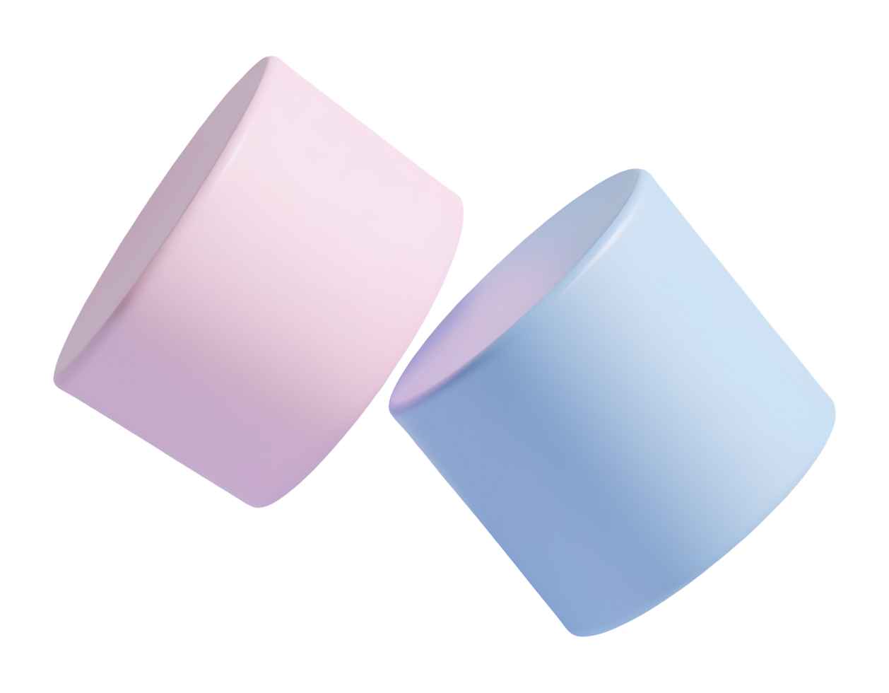 Pastel cylinders intertwine, creating harmonious abstract geometric design png